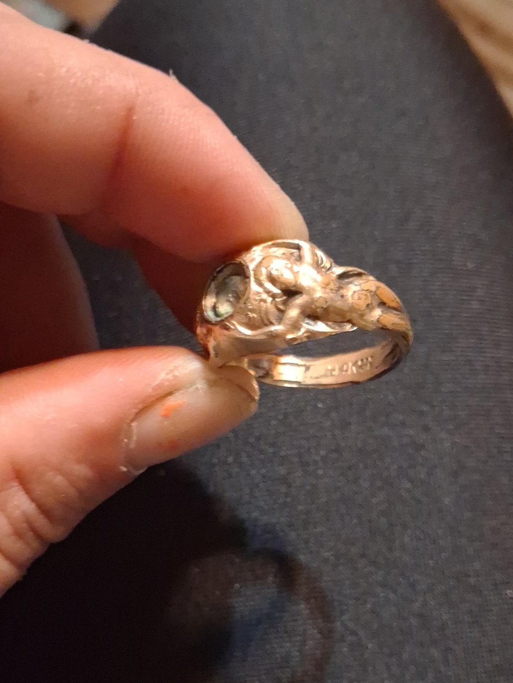 14K Gold Goddess Diamond Ring Vintage